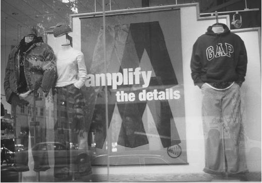 Display window from a Gap store, fall 1998. © Fashion Syndicate Press.