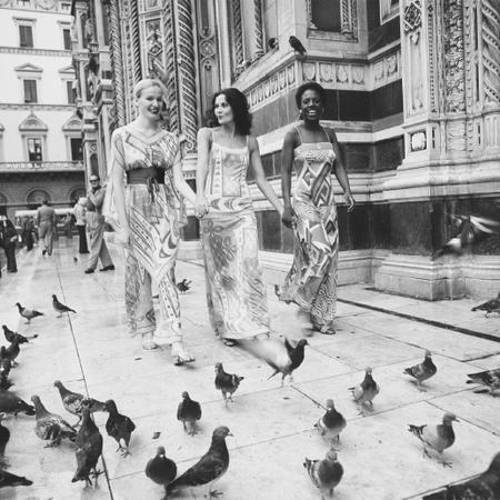 Emilio Pucci, 1976: printed silk dresses. © Bettmann/CORBIS.